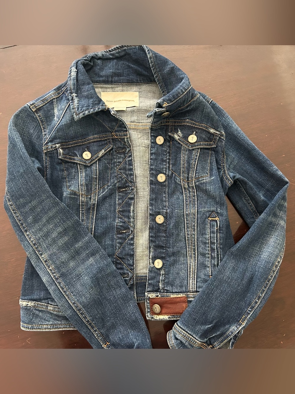 Pilcro and the Letterpress Blue Distressed Denim Jacket
